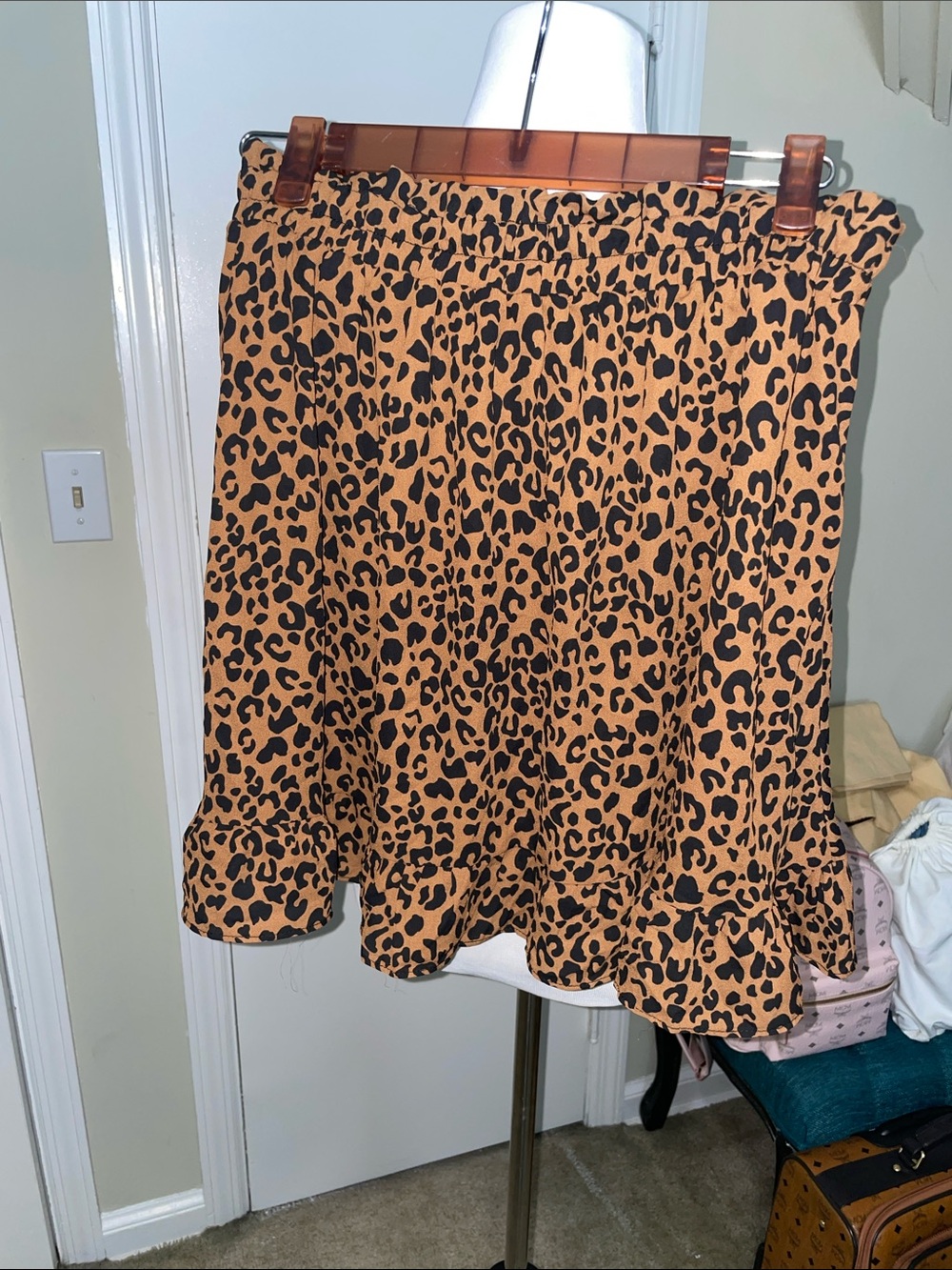 Sienna Sky Leopard Print Mini Skirt - Tan & Black